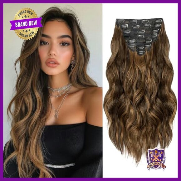 20 Inch Clip-In Hair Extensions, 8 Piece Synthetic Set for Volume & Length main image 6